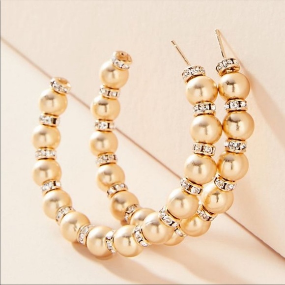 Anthropologie Jewelry - New Anthro Noel Gold Tone Drop Hoop Earrings